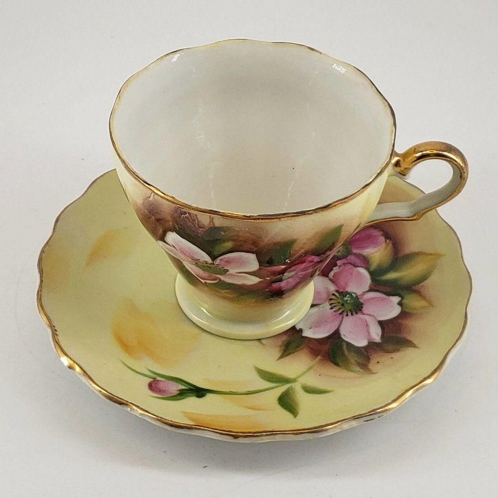 Vintage STERLING CHINA JAPAN Hand Painted Floral Delicate Tea Cup & Saucer - Picture 3 of 4